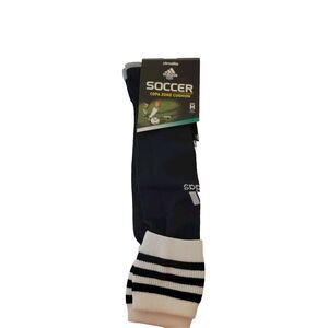 New Adidas Soccer Climalite Copa Zone Cussion Black & White Size M Socks